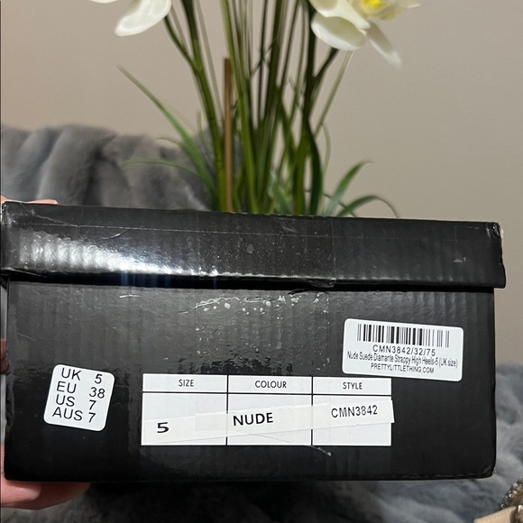 PrettyLittleThing Nude Sparkling Rhinestone Heels NWT - Picture 4 of 4